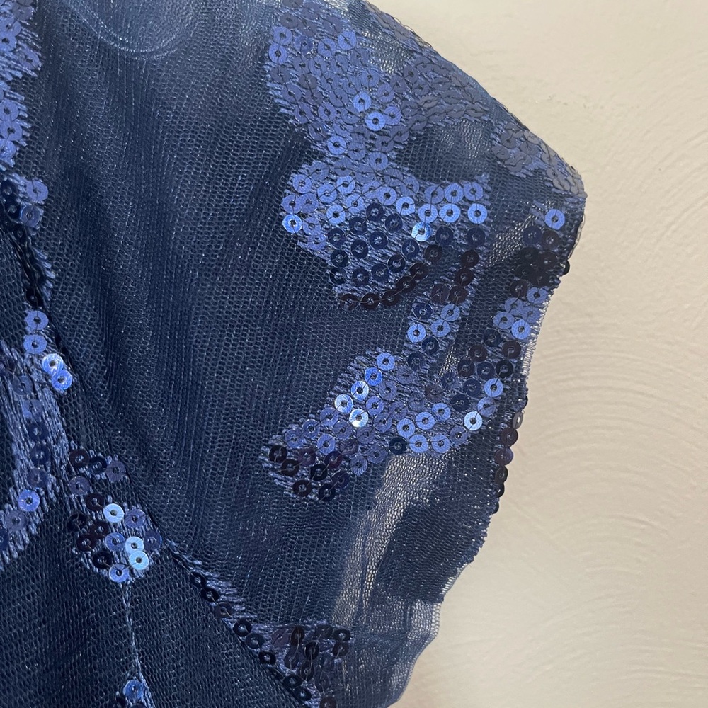 NWT Elegant Navy Blue Evening Dress S 16-18 - Picture 10 of 11